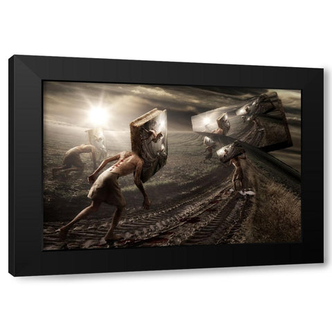 Another Brick Black Modern Wood Framed Art Print by Kiciak, Christophe