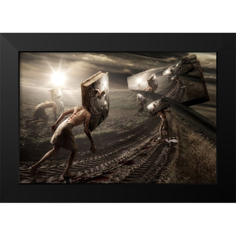 Another Brick Black Modern Wood Framed Art Print by Kiciak, Christophe