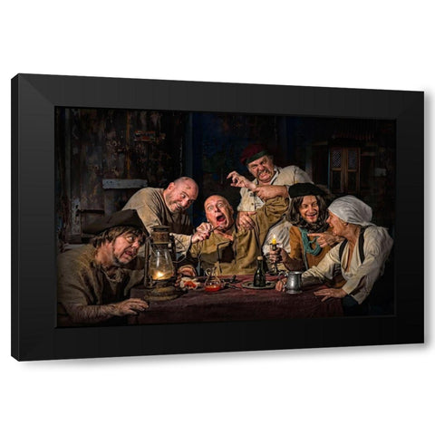 The Dentist - Homage To Caravaggio Black Modern Wood Framed Art Print by Galon Ma, Derek
