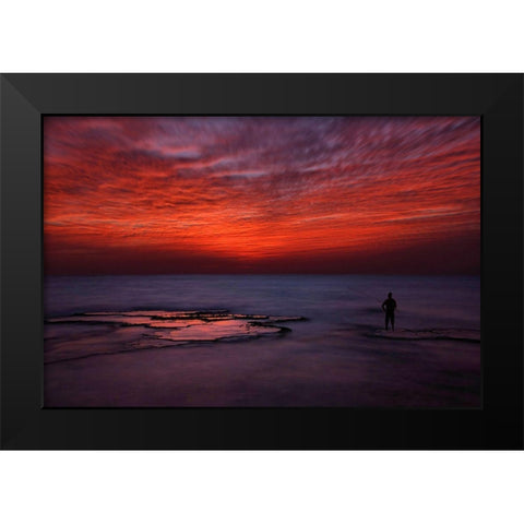 Red Sky Black Modern Wood Framed Art Print by Gal, Itay