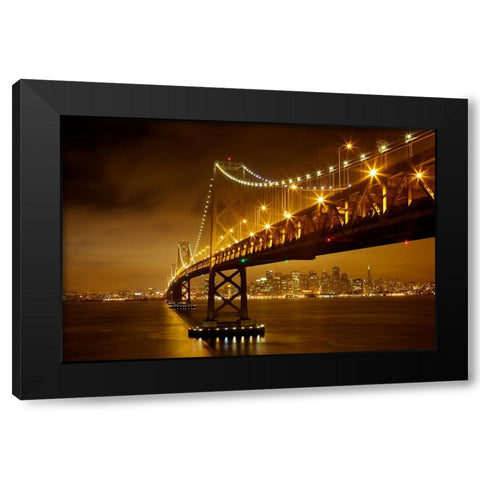 Bay Bridge Black Modern Wood Framed Art Print with Double Matting by Vasenev, Evgeny