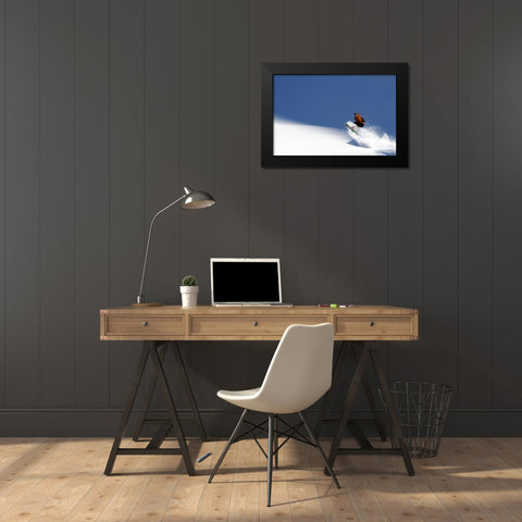 Snowboarder Black Modern Wood Framed Art Print by Vasenev, Evgeny