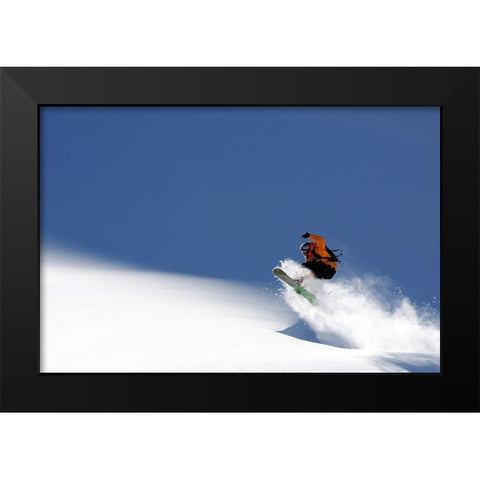 Snowboarder Black Modern Wood Framed Art Print by Vasenev, Evgeny