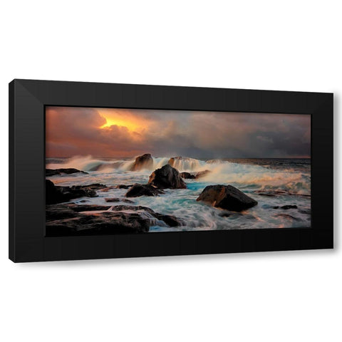 After Storm Wave Black Modern Wood Framed Art Print by A Hveding, Bjorn