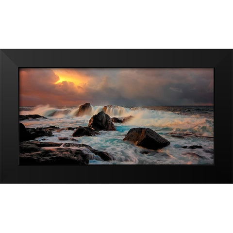 After Storm Wave Black Modern Wood Framed Art Print by A Hveding, Bjorn