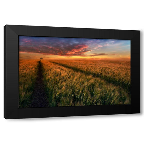 Somewhere At Sunset Black Modern Wood Framed Art Print with Double Matting by Krol, Piotr