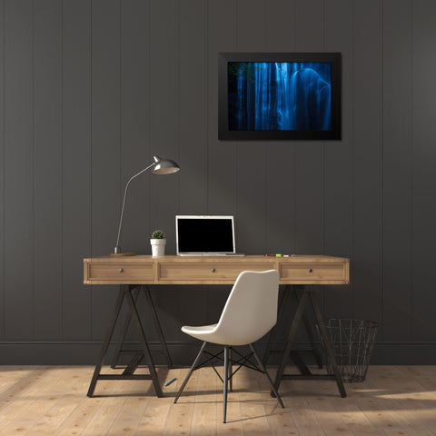 Sycamine Falls Black Modern Wood Framed Art Print by Fujii, Tsuneya
