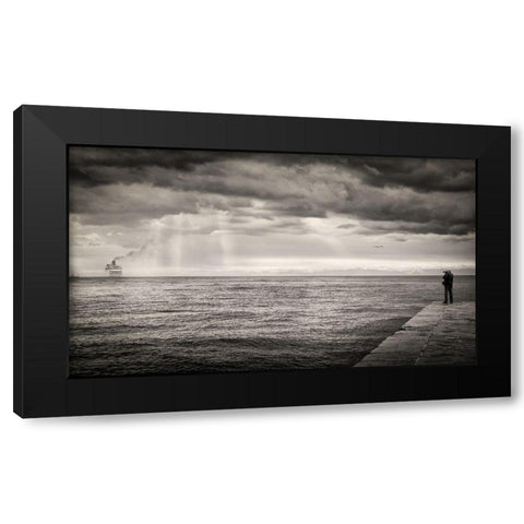 The Photographer And The Sea Black Modern Wood Framed Art Print with Double Matting by Guarino, Vito