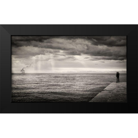The Photographer And The Sea Black Modern Wood Framed Art Print by Guarino, Vito