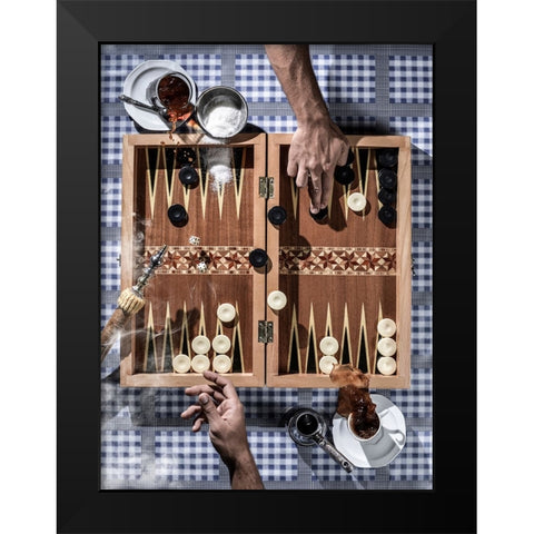 The Game Black Modern Wood Framed Art Print by Aboukelela, Karim