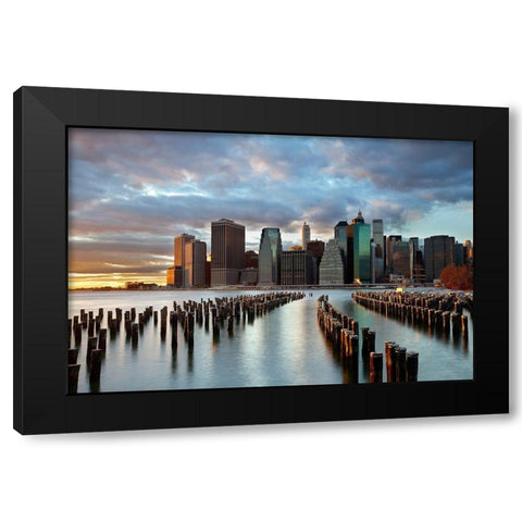 Nyc Skyline Black Modern Wood Framed Art Print by Carozzi, Fiorenzo