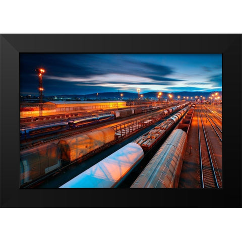 Freight Station Black Modern Wood Framed Art Print by Sereda, Tomas