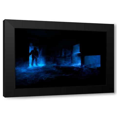 Arctic Wave Black Modern Wood Framed Art Print with Double Matting by Del Grosso, Sebastien