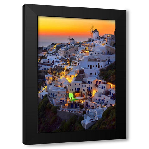 Santorini Black Modern Wood Framed Art Print with Double Matting by Claudiu, Paduroiu
