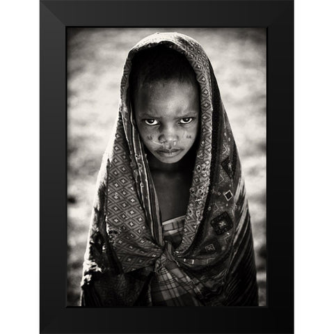 Face Of Africa Black Modern Wood Framed Art Print by Jovic, Goran