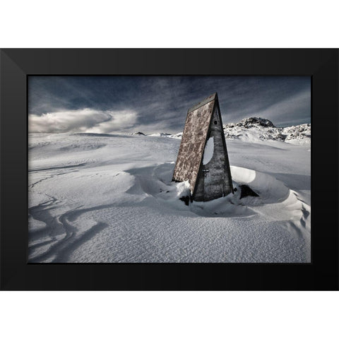 Alone In The Mountains Black Modern Wood Framed Art Print by Ingibergsson, Bragi
