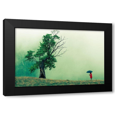 Strange Dialog Black Modern Wood Framed Art Print with Double Matting by Vidis, Sorin