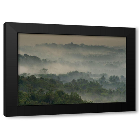 Temple In The Mist Black Modern Wood Framed Art Print with Double Matting by Wrobel, Karsten