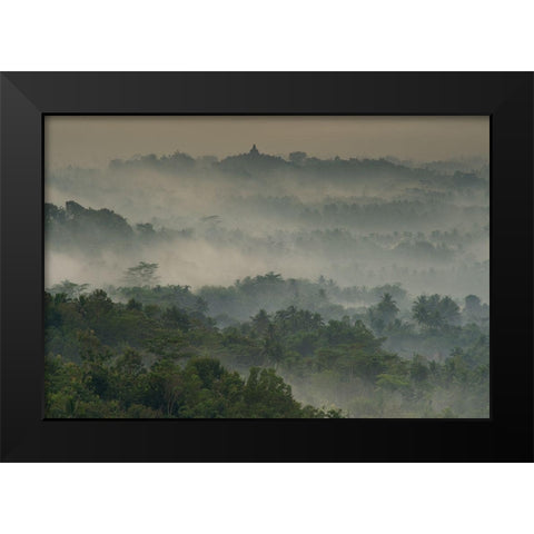 Temple In The Mist Black Modern Wood Framed Art Print by Wrobel, Karsten