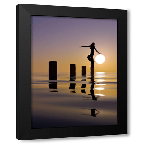 Touch My Sun Black Modern Wood Framed Art Print by Celikel, Mustafa