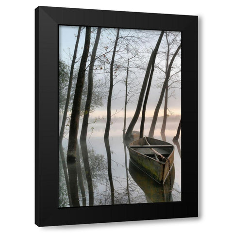 Serene Dawn Black Modern Wood Framed Art Print by David, Rui