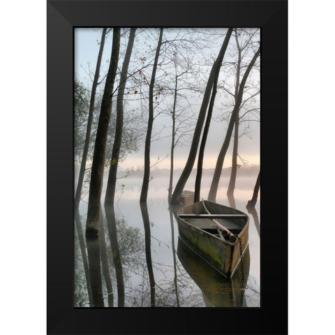 Serene Dawn Black Modern Wood Framed Art Print by David, Rui