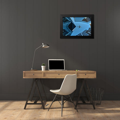 Fly Over Black Modern Wood Framed Art Print by Pelissier, Marc