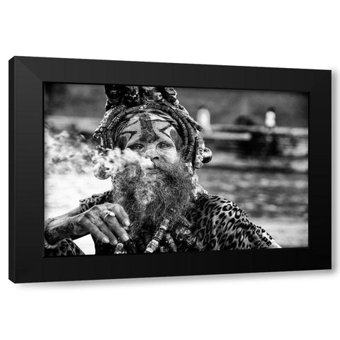 Ganga Baba Black Modern Wood Framed Art Print with Double Matting by Jovic, Goran