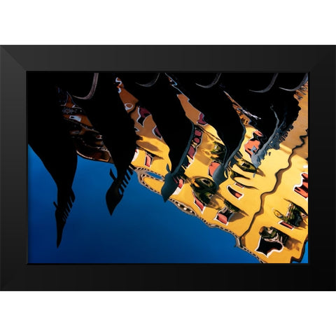 Venice - Gondole - Reflex Black Modern Wood Framed Art Print by Vendramin, Fabrizio