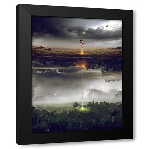 Save The World Black Modern Wood Framed Art Print by Heri, Mas