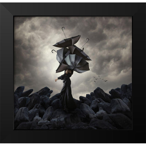Cover Me Up-So No One Can See Me Laughing Black Modern Wood Framed Art Print by Hardibudi