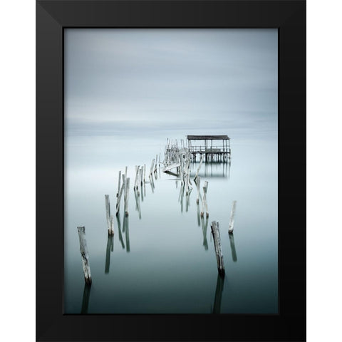 Under Destruction Black Modern Wood Framed Art Print by Dias, Paulo