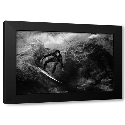 Surfing To Kingdom Come Black Modern Wood Framed Art Print by Hessel, Christoph
