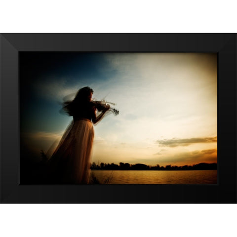 Sweet Violin Black Modern Wood Framed Art Print by Vidis, Sorin