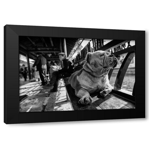 Sad Black Modern Wood Framed Art Print with Double Matting by Youdutian