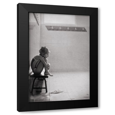 The Little Swimmer Black Modern Wood Framed Art Print by Bekyarova, Svetlana