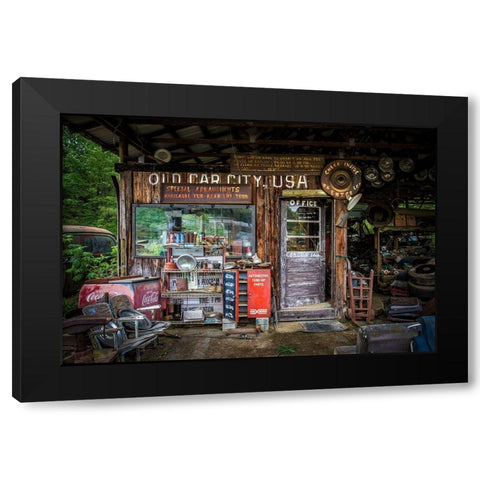 Old Car City Black Modern Wood Framed Art Print by Mearman, Tony