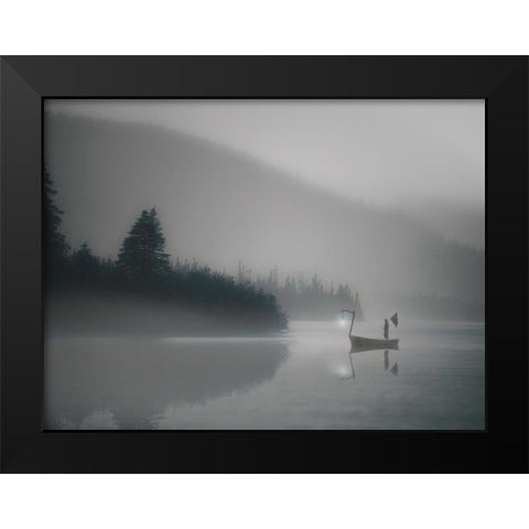 The Pilgrim Mists Black Modern Wood Framed Art Print by David Senechal Photographie