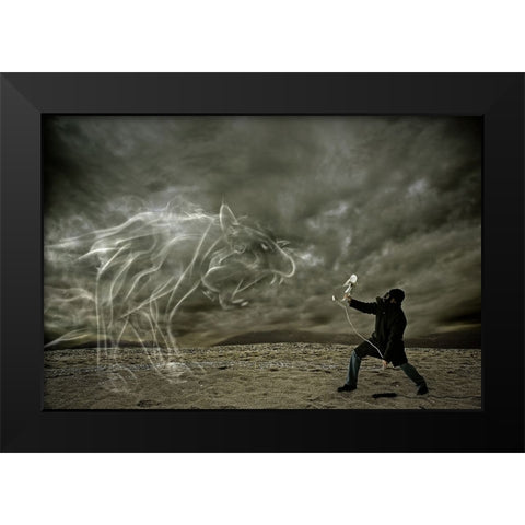 Soft Weapon Black Modern Wood Framed Art Print by Solo, Mister