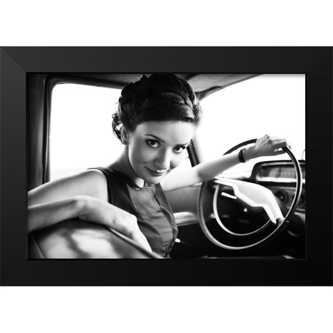 Drive Black Modern Wood Framed Art Print by FYB