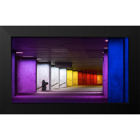 Rainbow Black Modern Wood Framed Art Print by piXXelpark