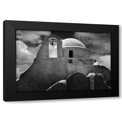 Mykonos Church Black Modern Wood Framed Art Print with Double Matting by P Stein, John