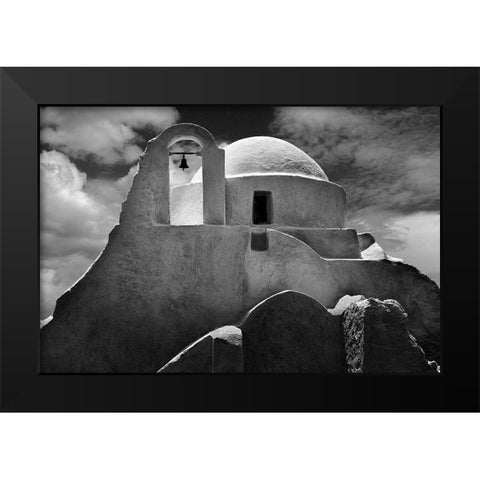 Mykonos Church Black Modern Wood Framed Art Print by P Stein, John