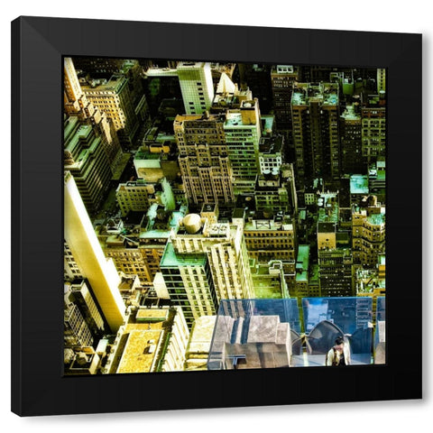 blue Black Modern Wood Framed Art Print with Double Matting by Ambra