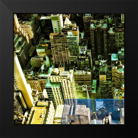 blue Black Modern Wood Framed Art Print by Ambra