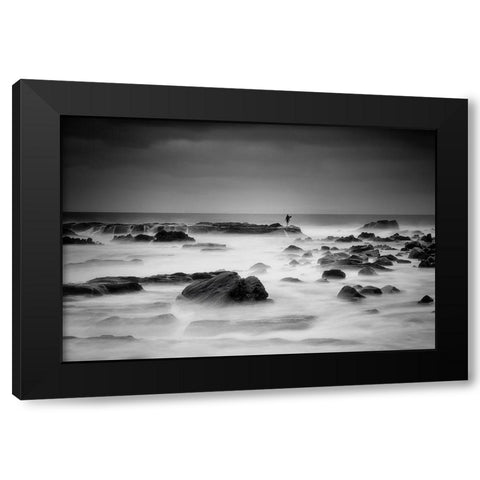 White Silence Black Modern Wood Framed Art Print with Double Matting by Shibata, Sho