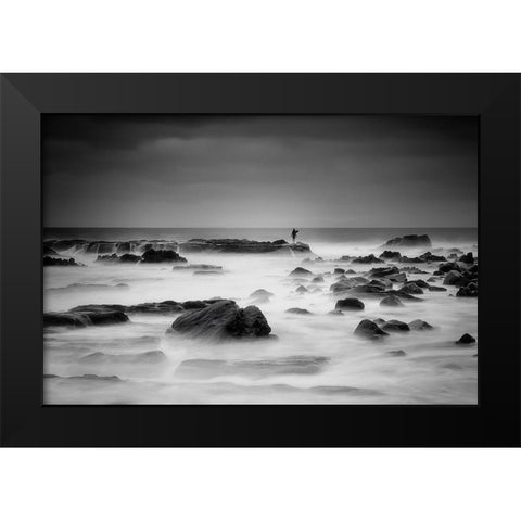 White Silence Black Modern Wood Framed Art Print by Shibata, Sho