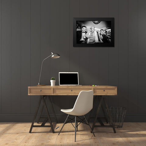 Play That Accordion, Boss! Black Modern Wood Framed Art Print by Tudor, Marius
