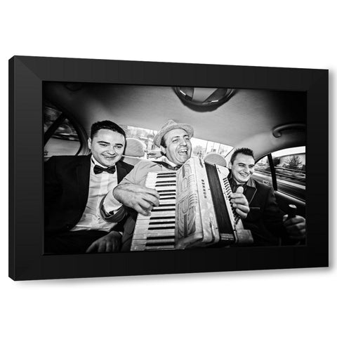 Play That Accordion, Boss! Black Modern Wood Framed Art Print with Double Matting by Tudor, Marius