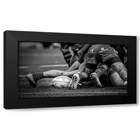 Rugby Black Modern Wood Framed Art Print with Double Matting by March, Cesar